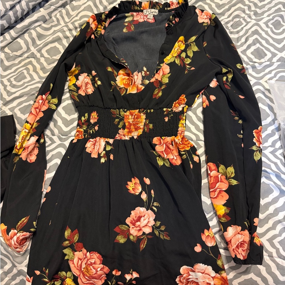 Floral Black Dress